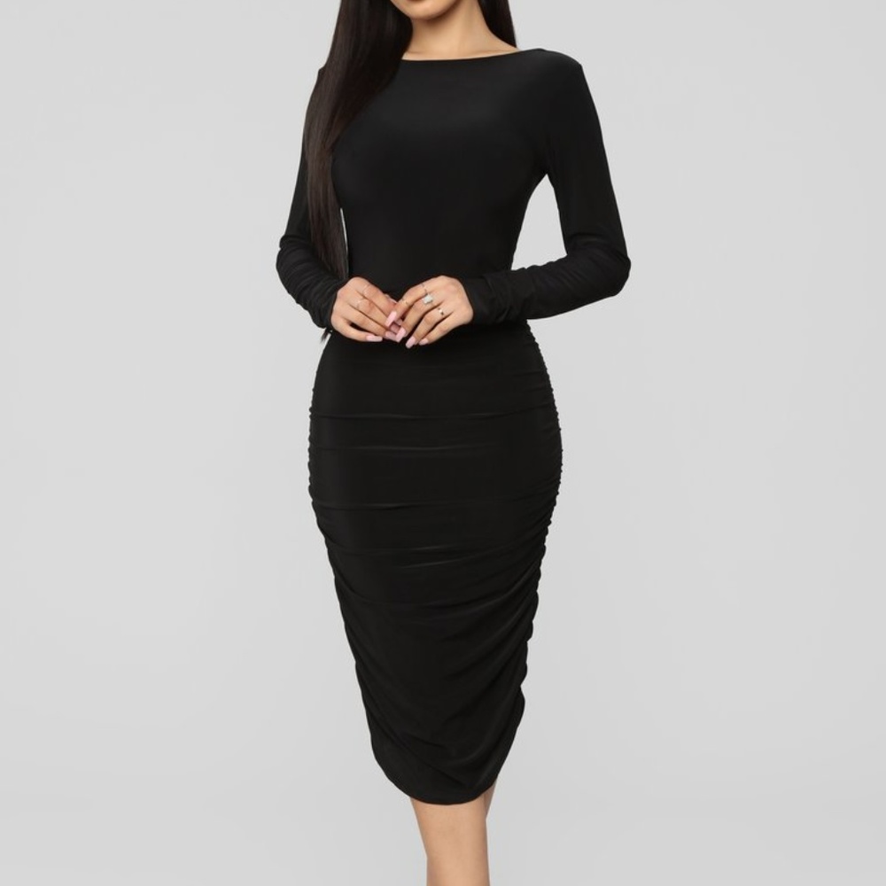 Pure Envy Ruched Midi Dress